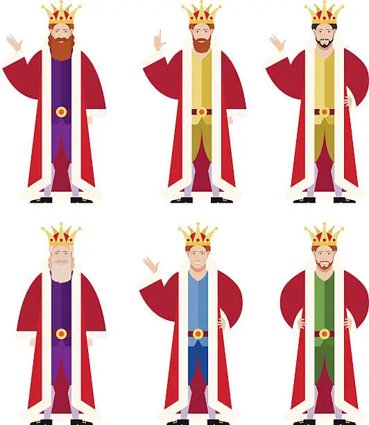 Vector illustration of Set of flat king ikons