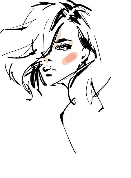 Woman sketch Sketch of a young beautiful woman with a modern hairstyle. Vector illustration portrait drawings stock illustrations