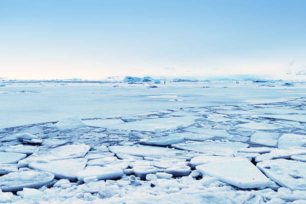 lagoa glacial de jokulsarlon congelada no inverno, islândia - placa de gelo - fotografias e filmes do acervo
