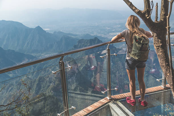 istock Glass sky walk at Tianmenshan Mountain 629795396