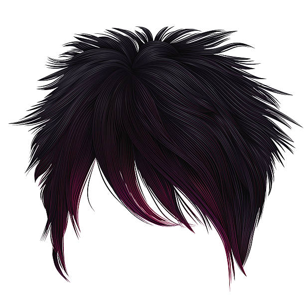 trendige frau kurze haare schwarz rosa farben.  mode-schönheits-stil. - perücke stock-grafiken, -clipart, -cartoons und -symbole