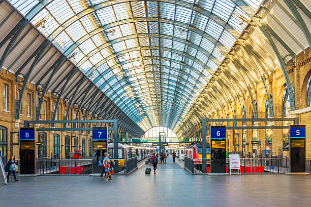 Kings Cross St Pancras railway station London, United Kingdom - October 31, 2016: This is Kings Cross St Pancras railway station platform where trains wait for passengers to board Eurostar stock pictures, royalty-free photos & images