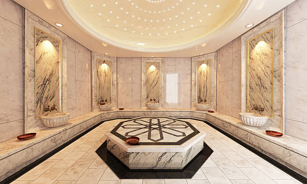marbre turc hamam bain design moderne - turkish bath photos et images de collection