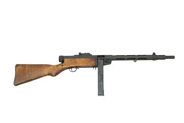 A submachine gun isolated on a white background