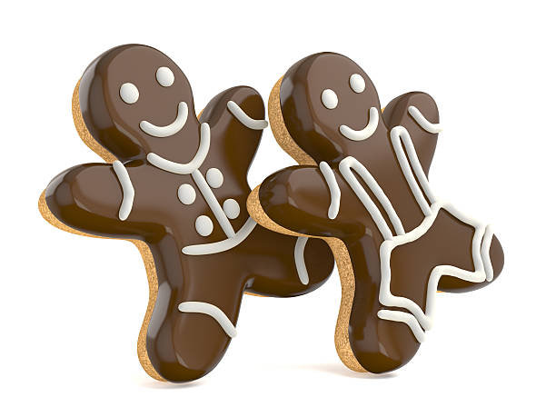 Smiling gingerbread men. 3D