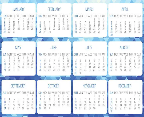 Vector illustration of Year 2017 monthly calendar