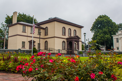 Newport, RI, United States - July 21, 2009: Touro Synagogue - America's oldest synagogue and a national historic site in the Summer of 2009