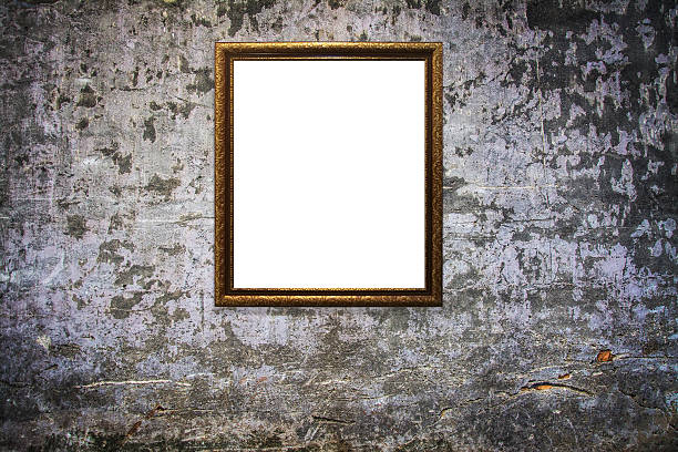 istock wooden picture frame on old wall background 629810752