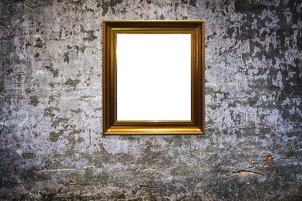 istock wooden picture frame on old wall background 629810792
