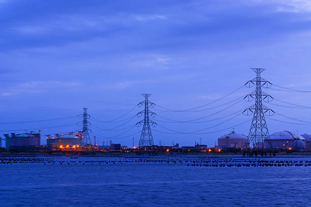 istock Industrial plants located by the sea. 629811070