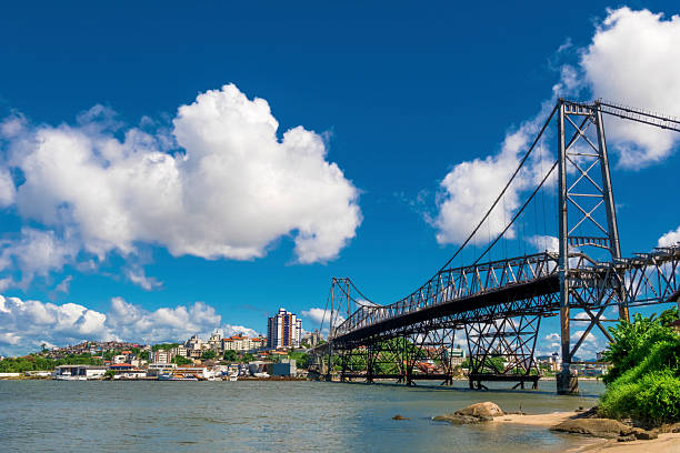 Florianopolis, capital of Santa Catarina State, Brazil Hercilio Luz Bridge, landmark of the city southern brazil photos stock pictures, royalty-free photos & images