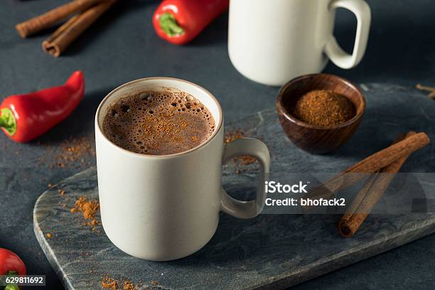 Homemade Holiday Spicy Mexican Hot Chocolate Stock Photo - Download Image Now - Mocha, Mexican Culture, Spice