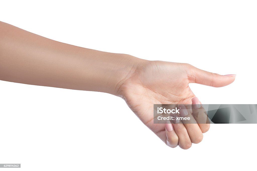 Hand holding Human Hand, Palm of Hand, Gripping isolated with clipping path. Handle Stock Photo