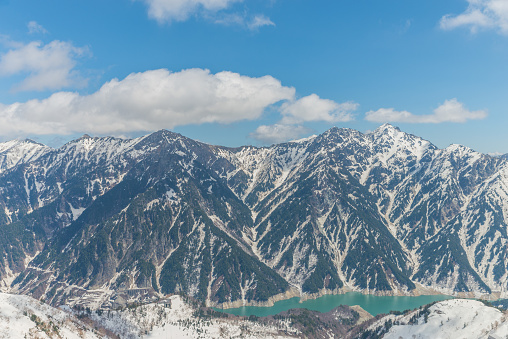 Panoramic view of Kurobe Dam, Tateyama Kurobe Alpine Route ,Japan