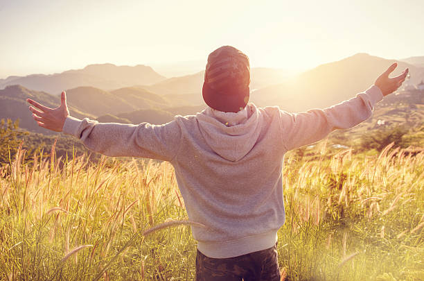 istock Happy Freedom in sunrise nature 629816500