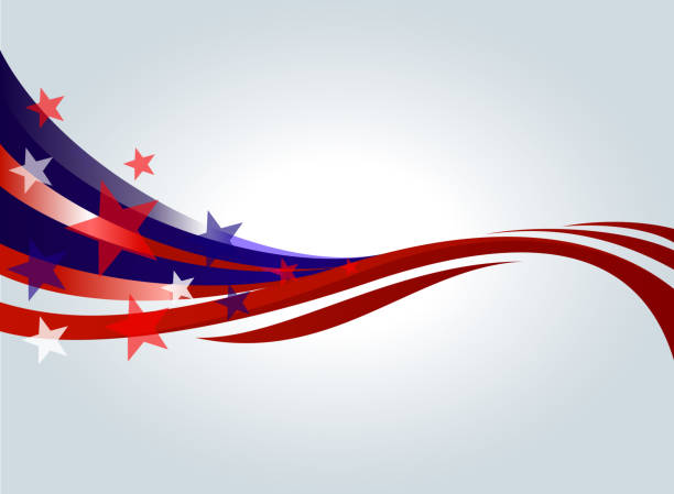 ilustrações de stock, clip art, desenhos animados e ícones de vermelho e azul estrelas - american flag usa flag curve