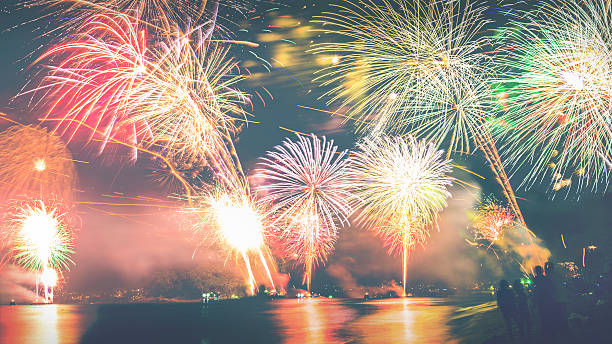 istock New Year fireworks on the beach. 629821796