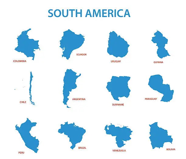 Vector illustration of south america - vector maps of countries