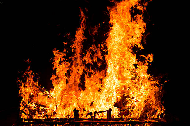 istock Fire blazing in the darkness. 629828594