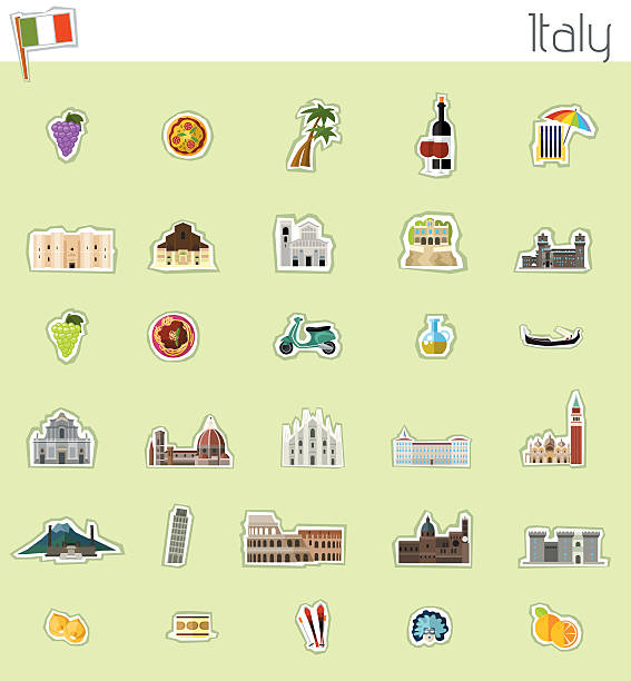 ilustrações, clipart, desenhos animados e ícones de ícones de itay - venice italy