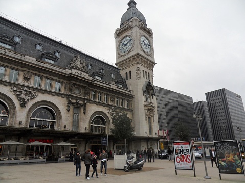 Paris, France - November 6, 2010: Gare de Lyon view from Place Louis-Armand The train station. Built for the Universal Exhibition of 1900, it owes its name to the city of Lyon, the main destination of departing trains from this station. Hence also RER trains, the TGV and metro.