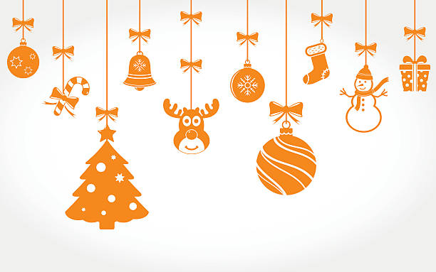 Hanging Christmas Ornaments vector art illustration