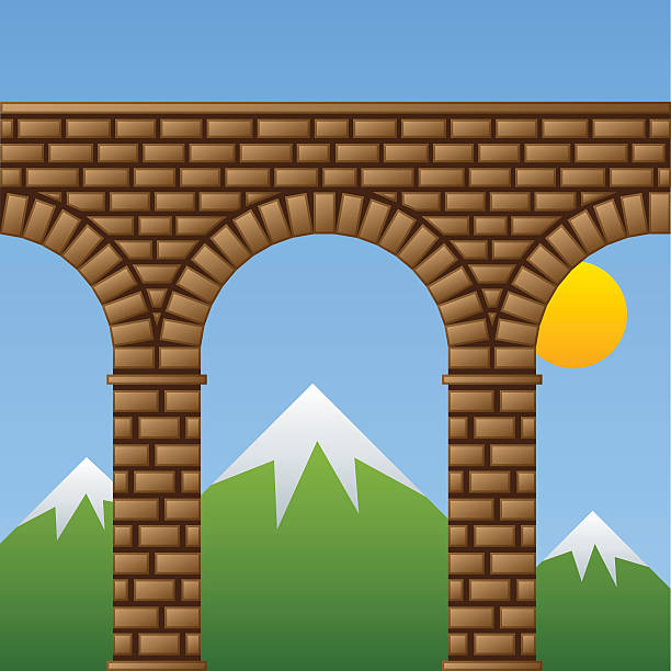 ilustraciones, imágenes clip art, dibujos animados e iconos de stock de antiguo puente de piedra viaducto acueducto - roman aqueduct