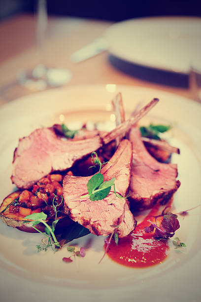 istock Grilled rack of lamb with vegetables 629838328