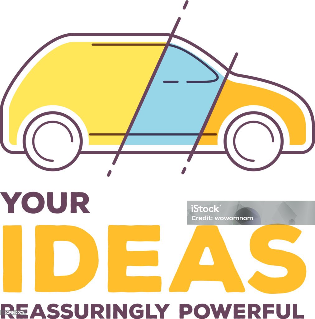 Linear Car Design Vector Creative Illustration Of Colorful Linear Car With Header Stock ...