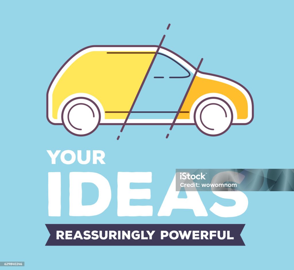 Linear Car Design Vector Creative Illustration Of Colorful Linear Car With Header Stock ...