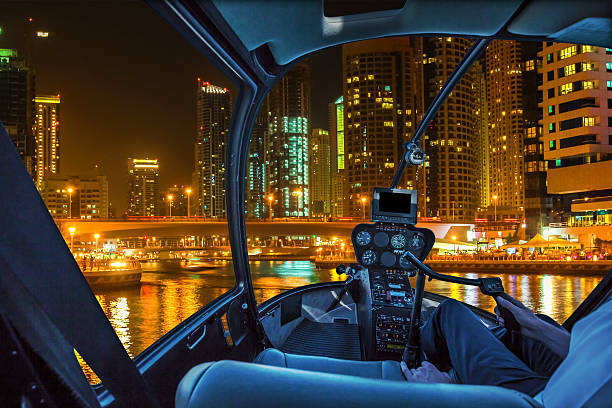 istock Dubai Marina Helicopter 629841304