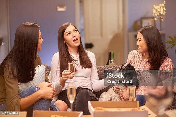 Girls Catch Up Stock Photo - Download Image Now - Girls' Night In, Dog, Friendship