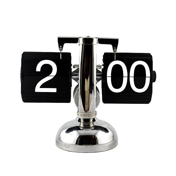 istock Isolated vintage flip clock at two o'clock 629863686