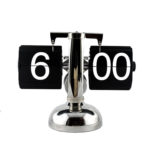 istock Isolated vintage flip clock at six o'clock 629865210