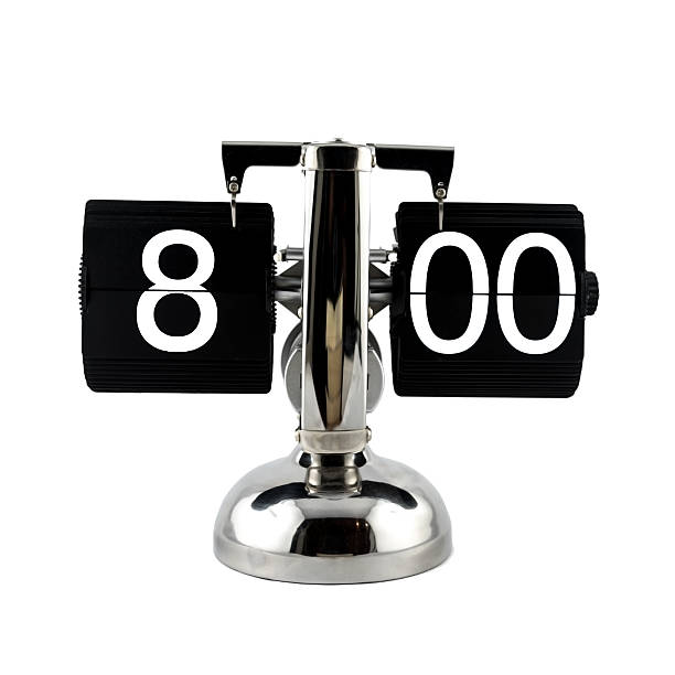 istock Isolated vintage flip clock at eight o'clock 629865498