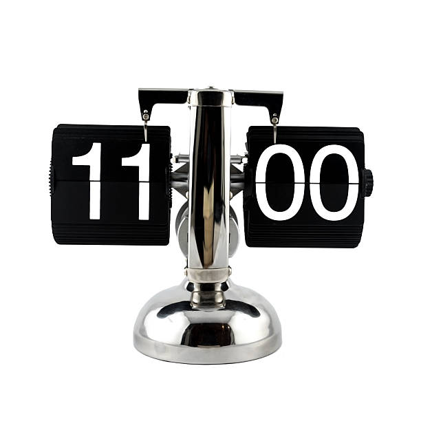 istock Isolated vintage flip clock at eleven o'clock 629865772