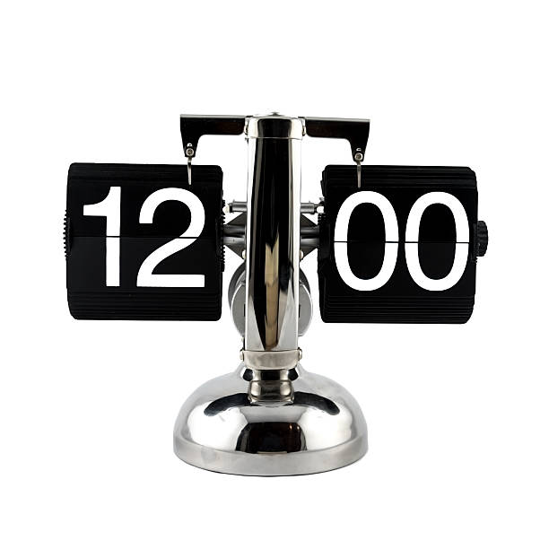 istock Isolated vintage flip clock at twelve o'clock 629866176