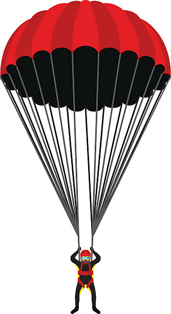 ilustrações de stock, clip art, desenhos animados e ícones de skydiving school, academy illustration. parachutist, extreme sport - skydiving tandem parachute parachuting