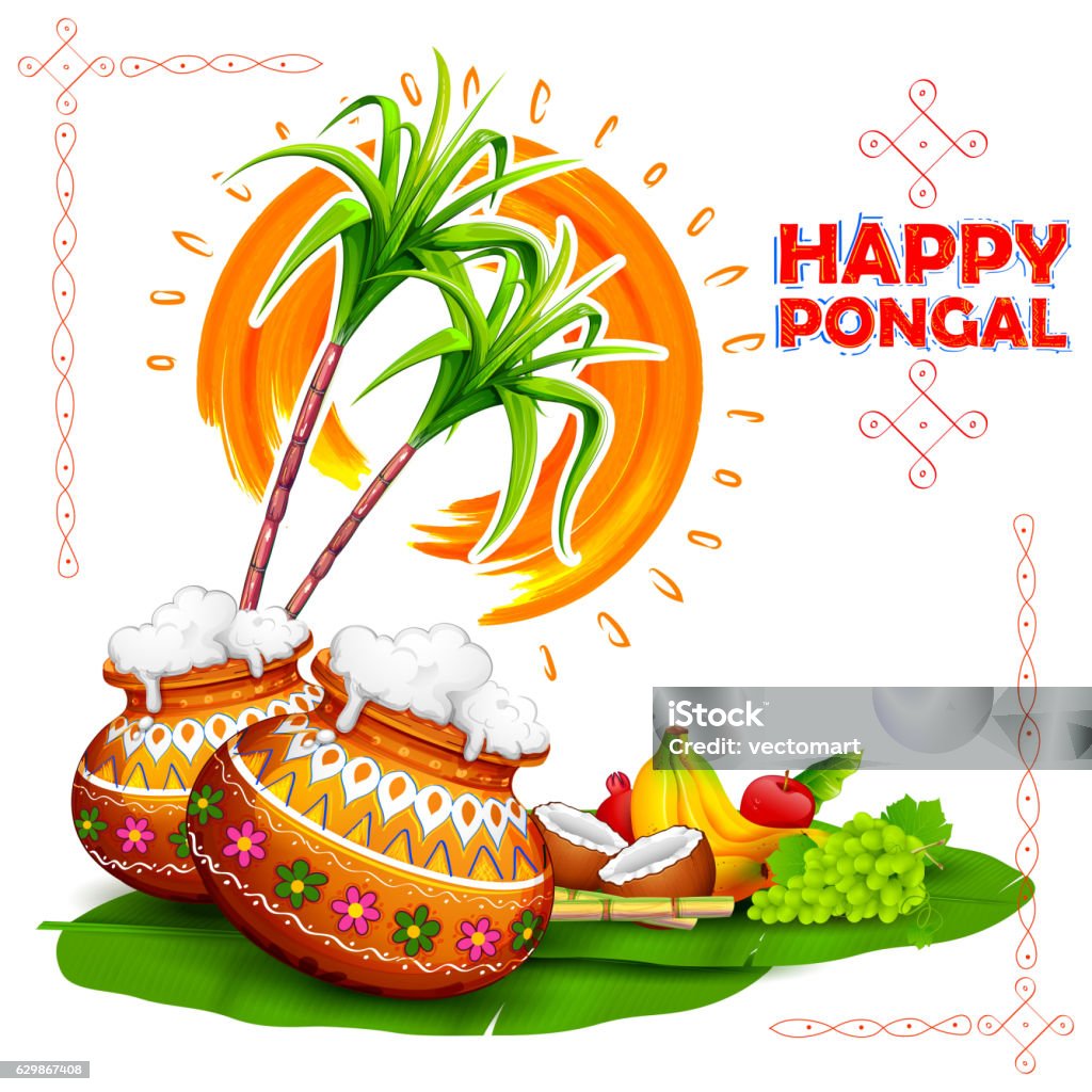 Happy Pongal Greeting Background Stock Illustration - Download Image Now -  Makar Sankranti, Pongal Festival, Greeting - iStock