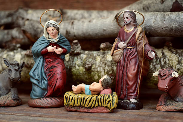 istock the holy family in a rustic nativity scene 629867572