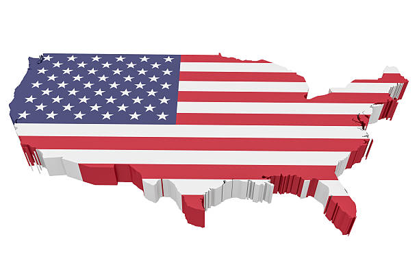 istock 3d Illustration of USA Map With US Flag Isolated 629868254