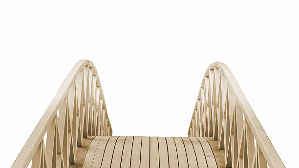istock wooden Park foot bridge isolated on white background 629950272