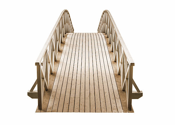 istock wooden Park foot bridge isolated on white background 629950886