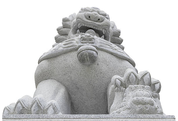 tuteur statue de lion chinois  - stone statue animal imitation asia photos et images de collection