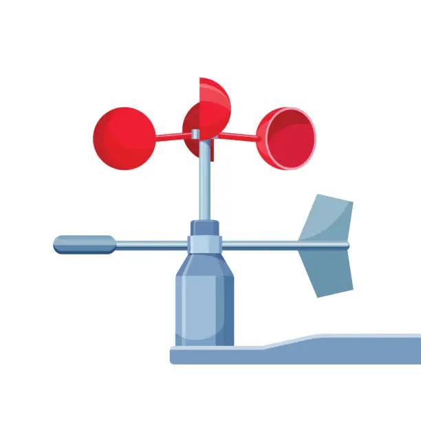 Vector illustration of Anemometer Device Used for Measuring Wind Speed