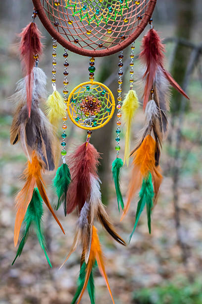 istock Dreamcatcher made of feathers, leather, beads, and ropes 629954998