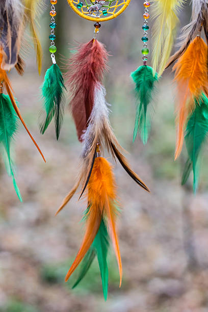 istock Dreamcatcher made of feathers, leather, beads, and ropes 629955142