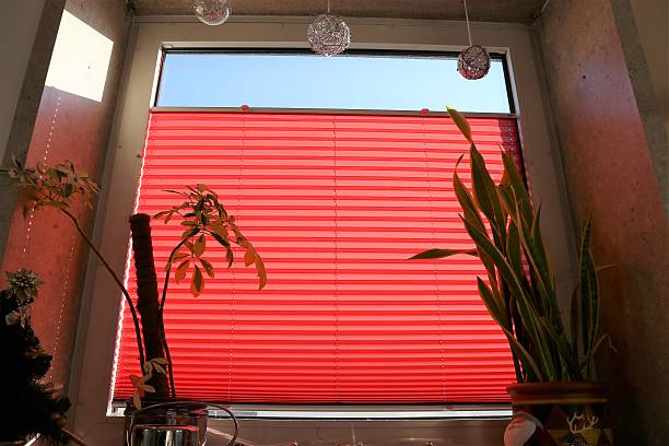 赤いプリーティング付きの窓 - pleated ストックフォトと画像