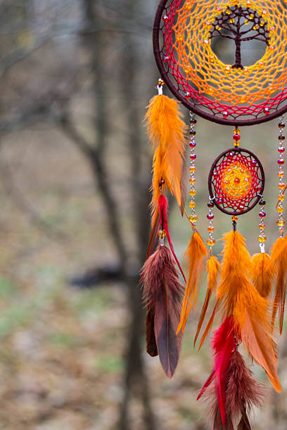 istock Dreamcatcher made of feathers, leather, beads, and ropes 629955898
