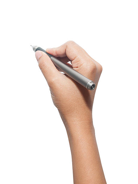 istock Pen in woman hand isolated on white background 629957282